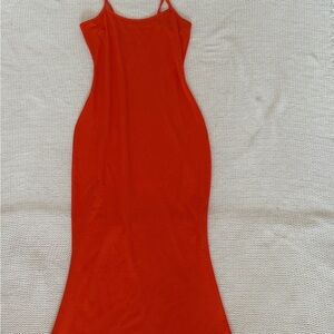 Elegant Orange Spaghetti Strap Dress